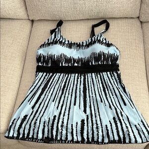 Stylish Black and Blue Women's Tankini Top (ONLY)